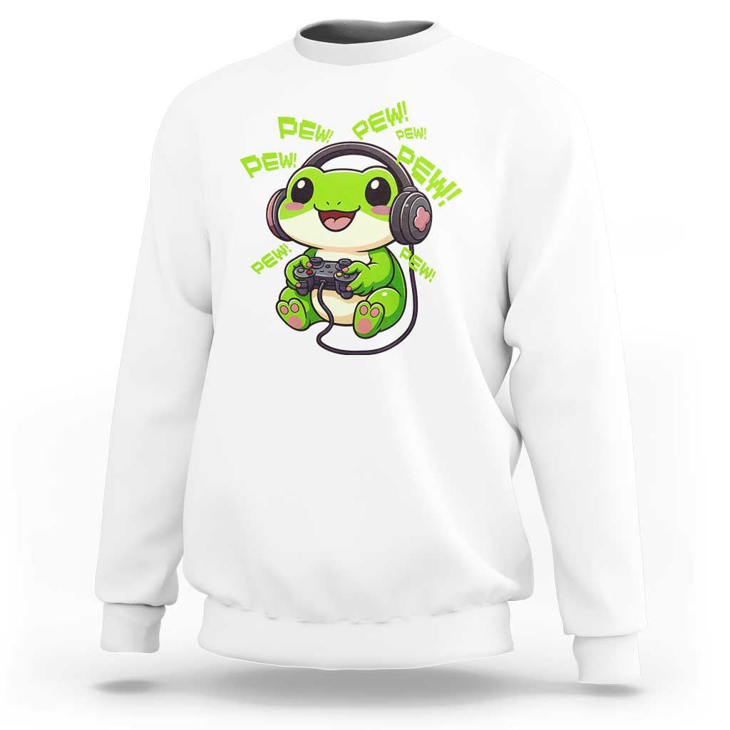 Funny Frog Playing Video Game Gift Sweatshirt - Wonder Print Shop