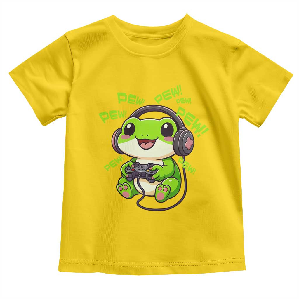Funny Frog Playing Video Game Gift Toddler T Shirt - Wonder Print Shop