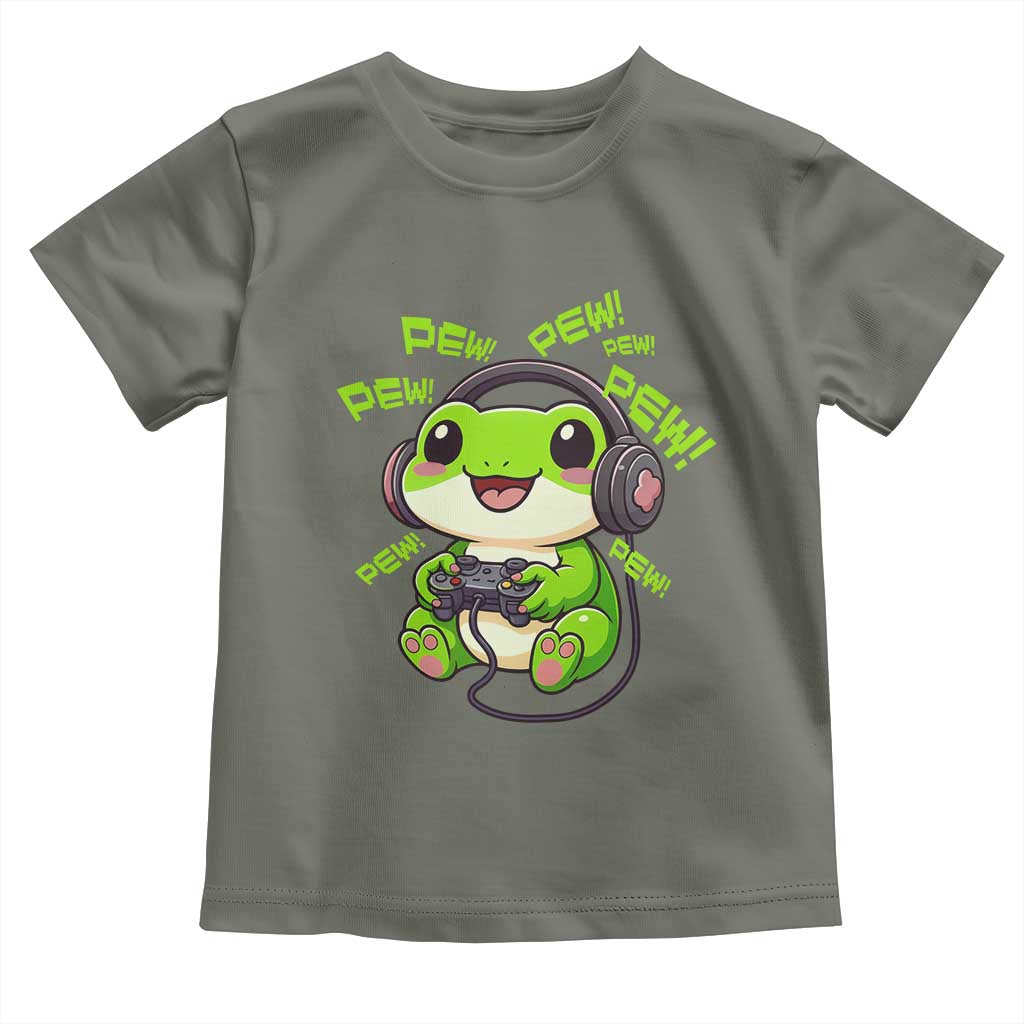 Funny Frog Playing Video Game Gift Toddler T Shirt - Wonder Print Shop