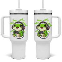 Funny Frog Playing Video Game Gift Tumbler With Handle