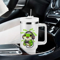 Funny Frog Playing Video Game Gift Tumbler With Handle