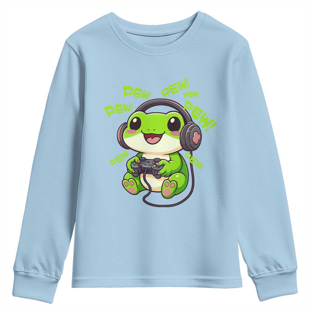 Funny Frog Playing Video Game Gift Youth Sweatshirt - Wonder Print Shop