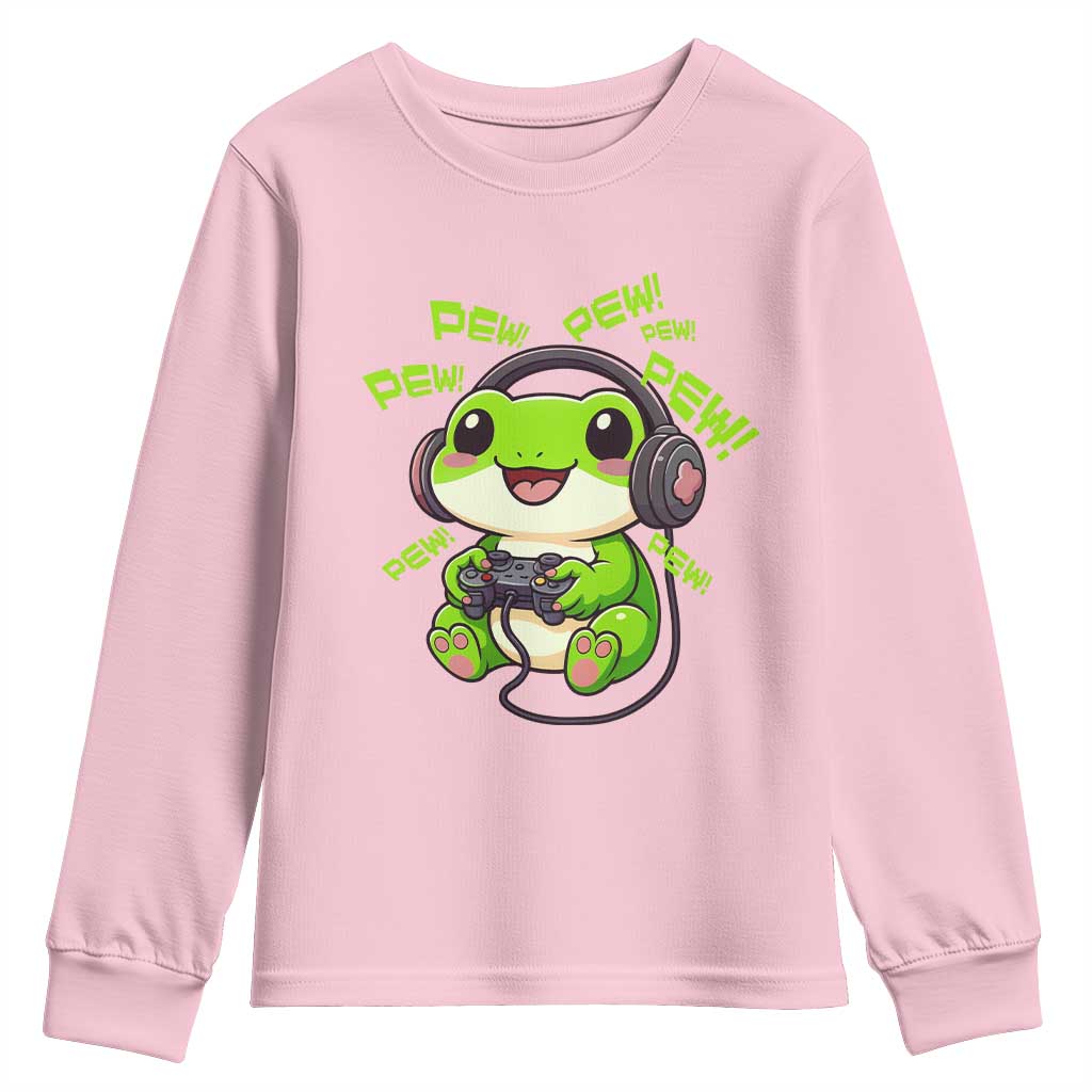 Funny Frog Playing Video Game Gift Youth Sweatshirt - Wonder Print Shop