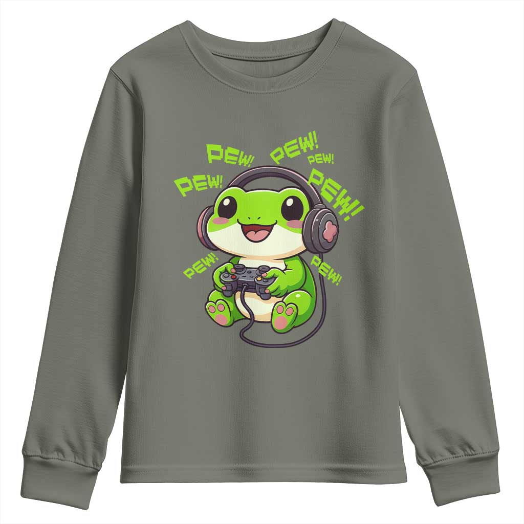 Funny Frog Playing Video Game Gift Youth Sweatshirt - Wonder Print Shop