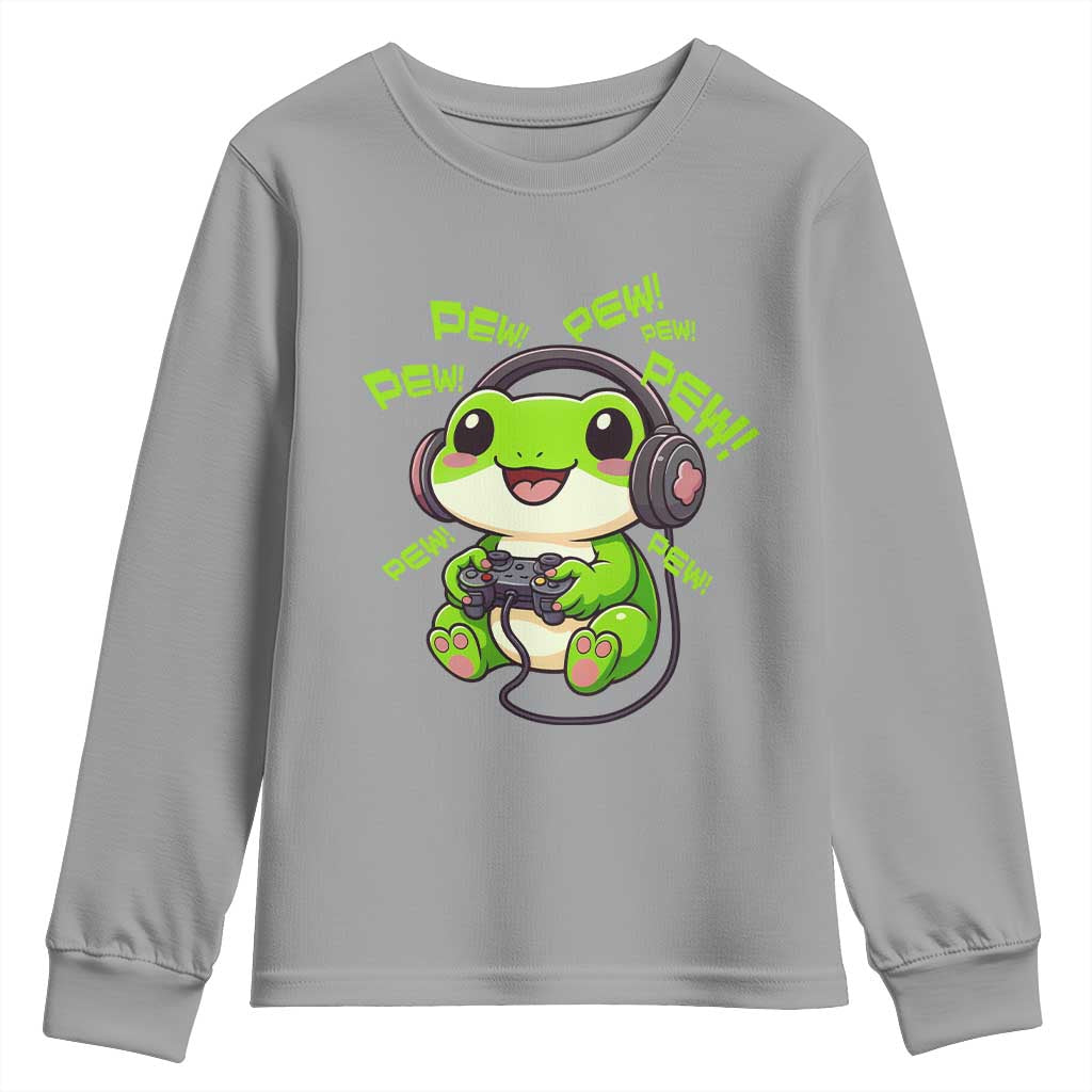 Funny Frog Playing Video Game Gift Youth Sweatshirt - Wonder Print Shop
