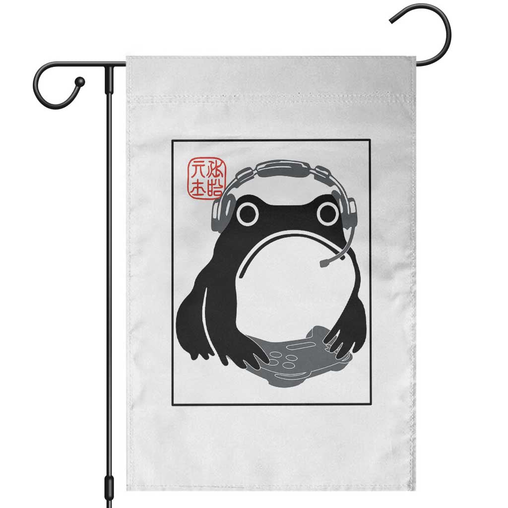 Grumpy Frog Gamer Japanese Ink Painting Garden Flag - Wonder Print Shop