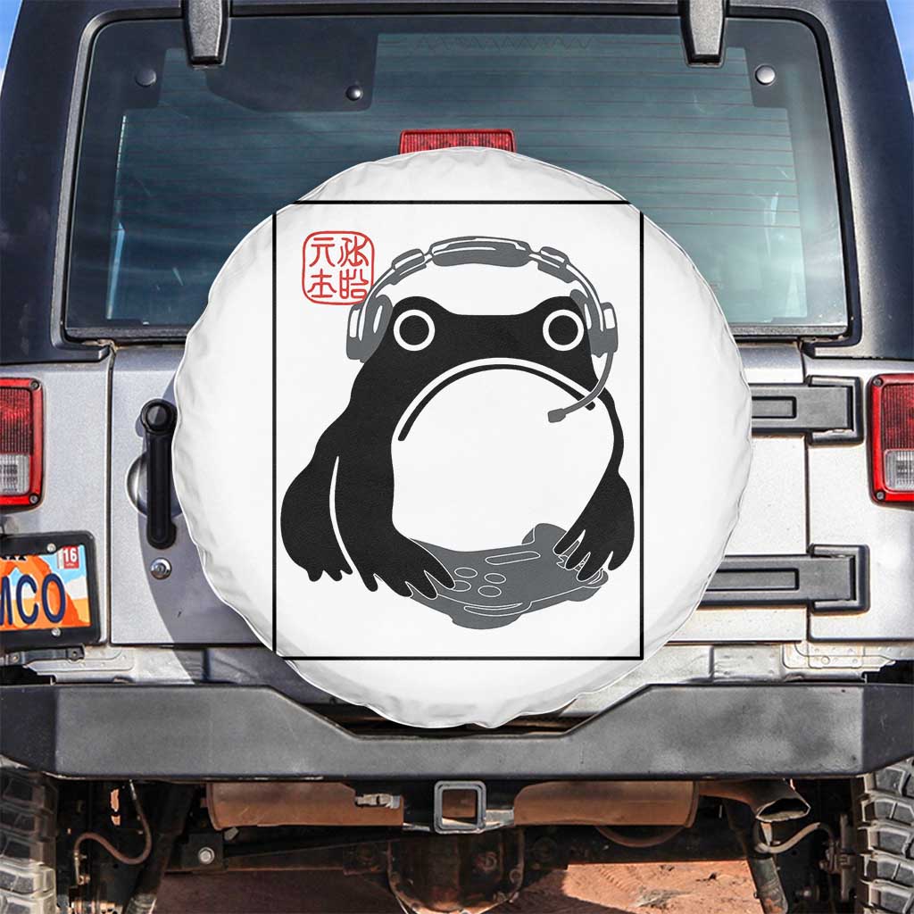 Grumpy Frog Gamer Japanese Ink Painting Spare Tire Cover - Wonder Print Shop