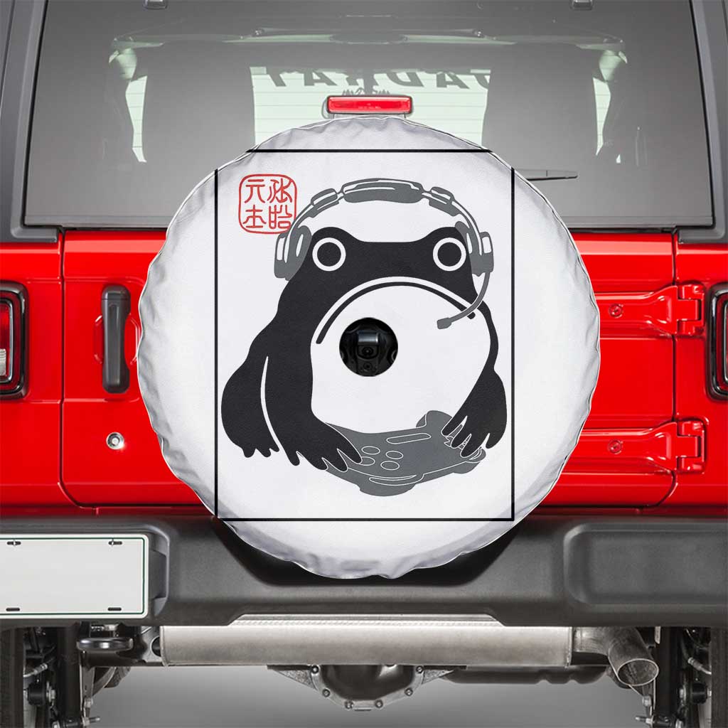 Grumpy Frog Gamer Japanese Ink Painting Spare Tire Cover - Wonder Print Shop