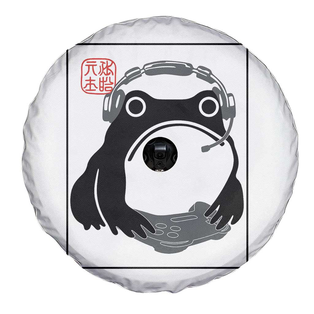 Grumpy Frog Gamer Japanese Ink Painting Spare Tire Cover - Wonder Print Shop