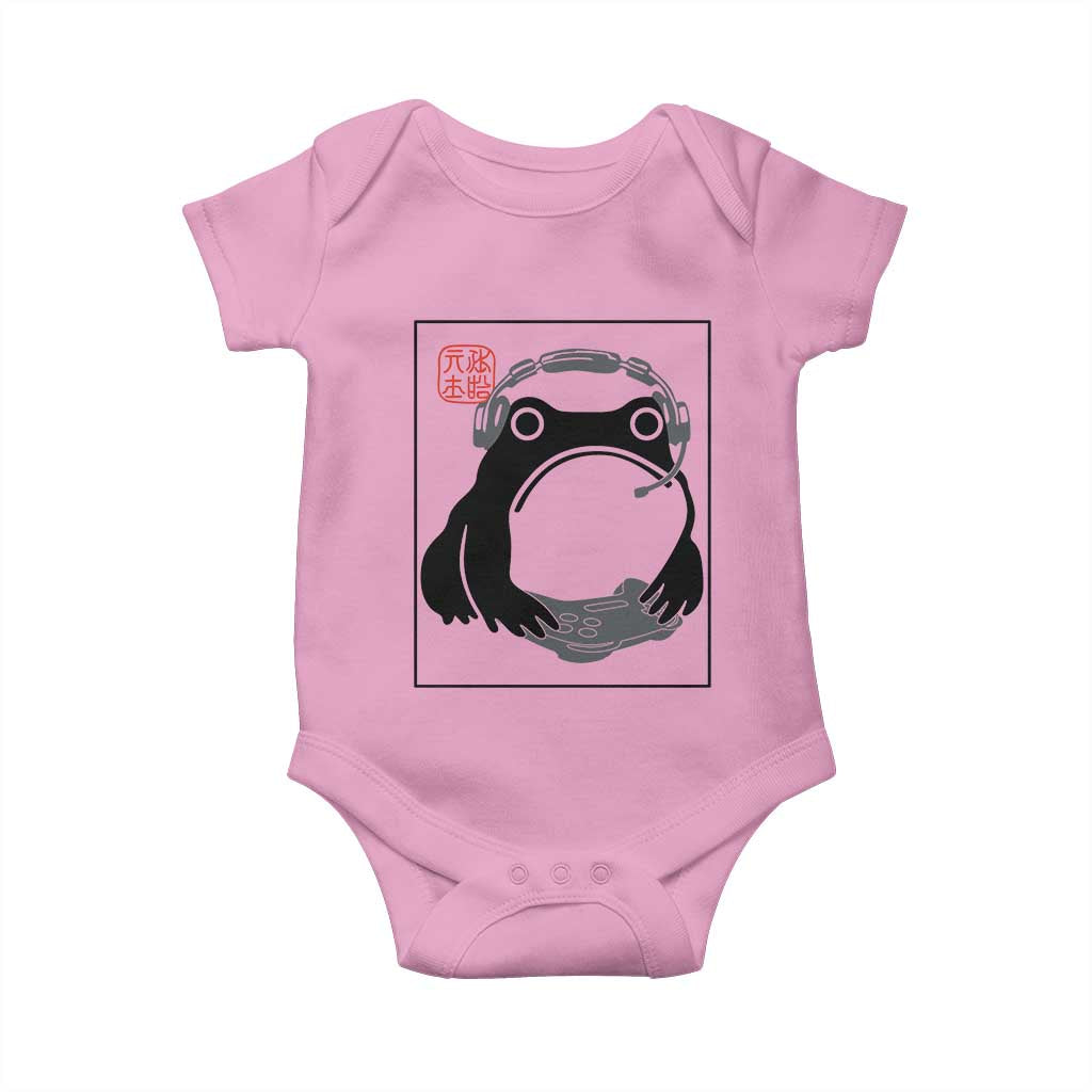 Grumpy Frog Gamer Japanese Ink Painting Baby Onesie - Wonder Print Shop
