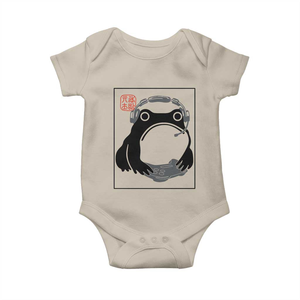 Grumpy Frog Gamer Japanese Ink Painting Baby Onesie - Wonder Print Shop