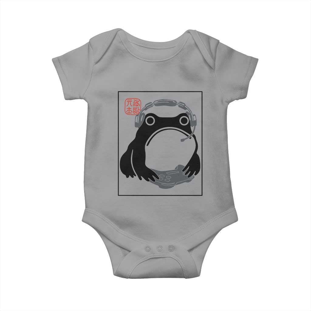 Grumpy Frog Gamer Japanese Ink Painting Baby Onesie - Wonder Print Shop