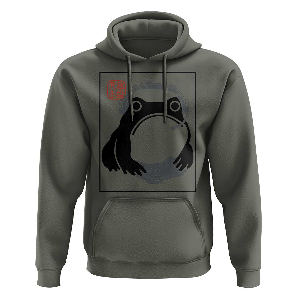 Grumpy Frog Gamer Japanese Ink Painting Hoodie - Wonder Print Shop