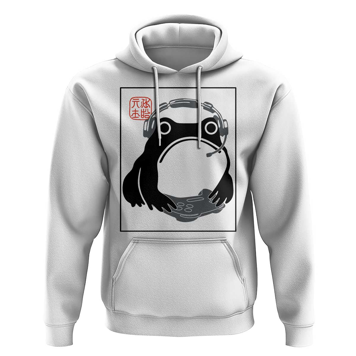 Grumpy Frog Gamer Japanese Ink Painting Hoodie - Wonder Print Shop