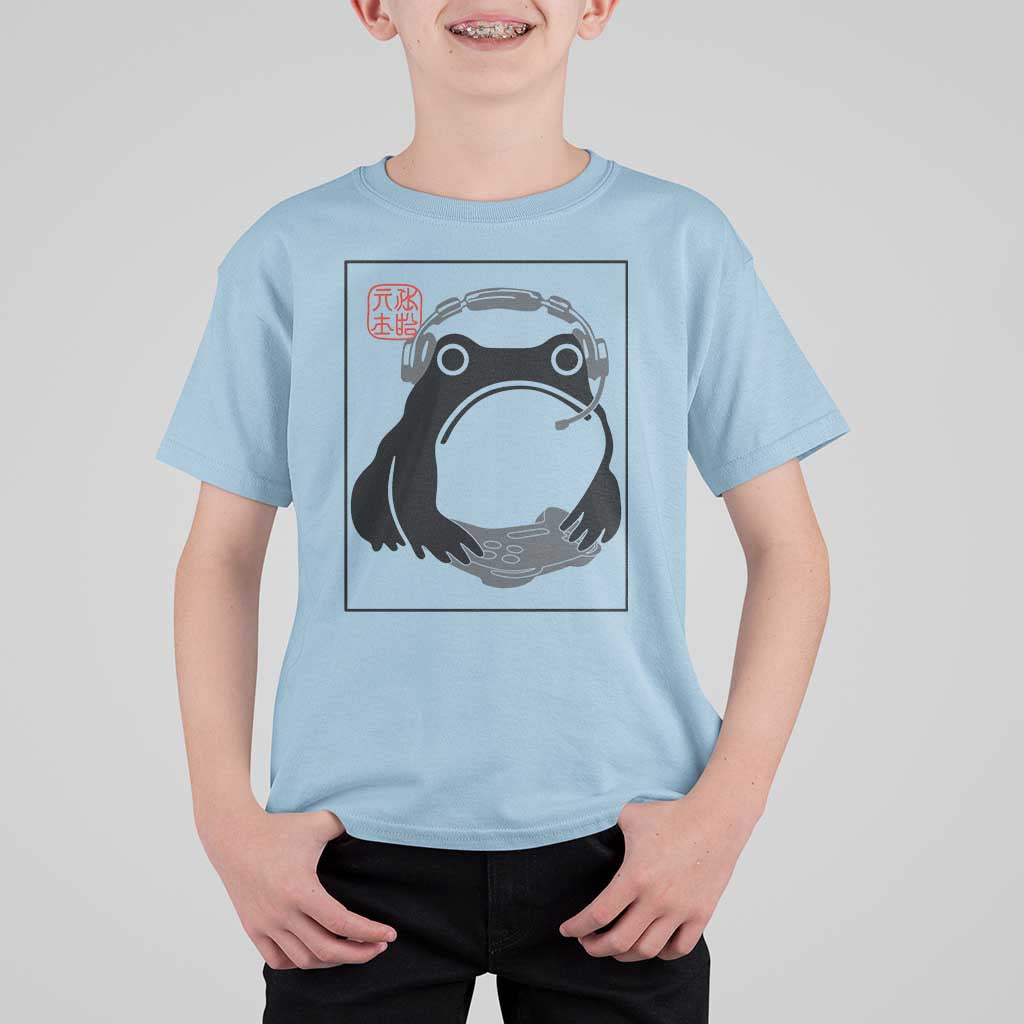 Grumpy Frog Gamer Japanese Ink Painting T Shirt For Kid - Wonder Print Shop