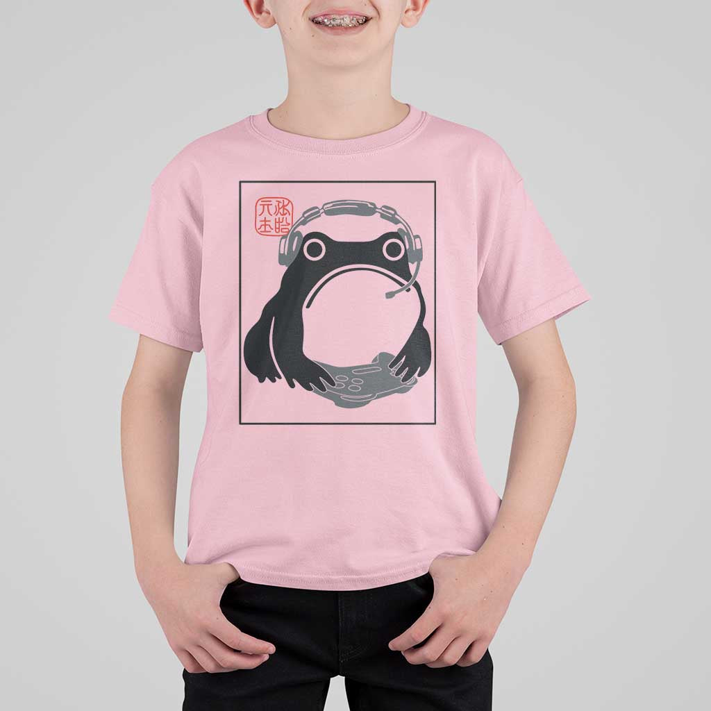 Grumpy Frog Gamer Japanese Ink Painting T Shirt For Kid - Wonder Print Shop