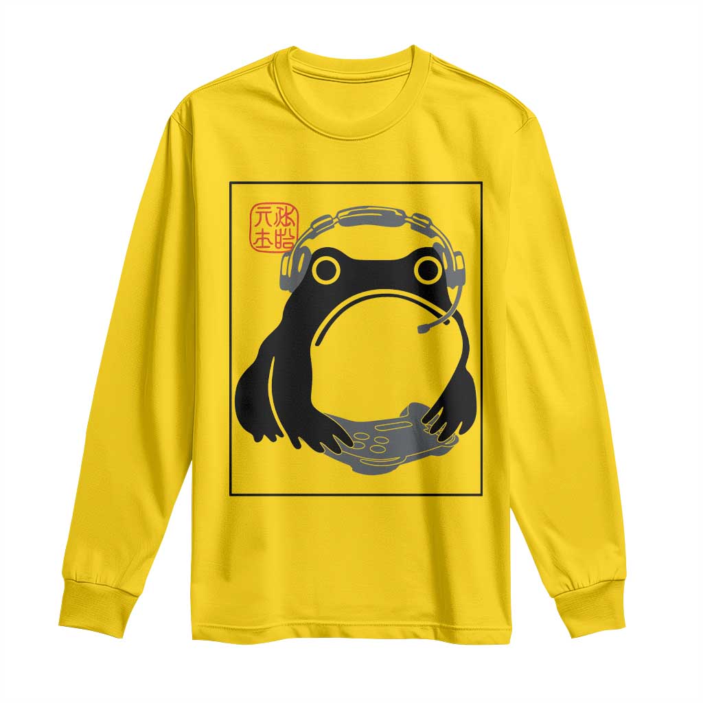 Grumpy Frog Gamer Japanese Ink Painting Long Sleeve Shirt - Wonder Print Shop
