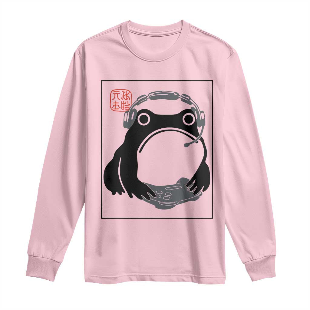 Grumpy Frog Gamer Japanese Ink Painting Long Sleeve Shirt - Wonder Print Shop