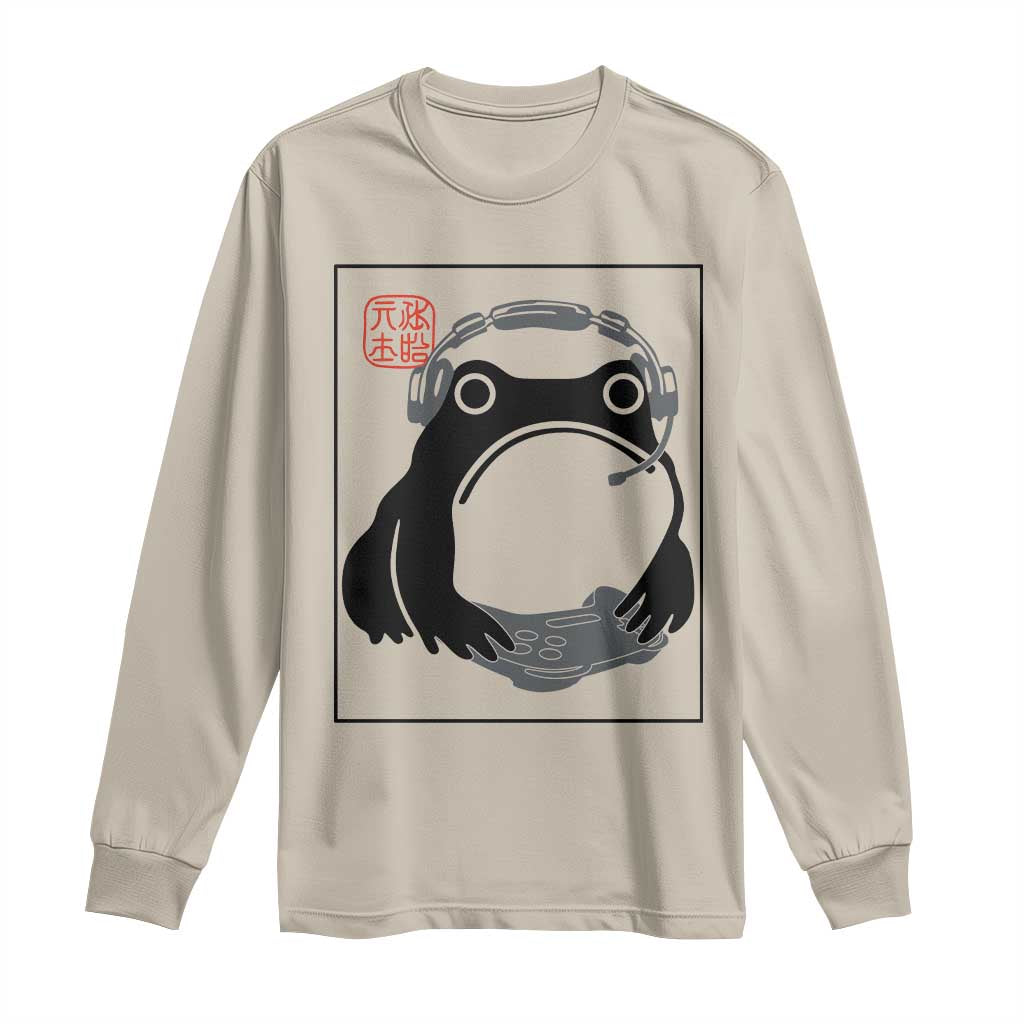 Grumpy Frog Gamer Japanese Ink Painting Long Sleeve Shirt - Wonder Print Shop