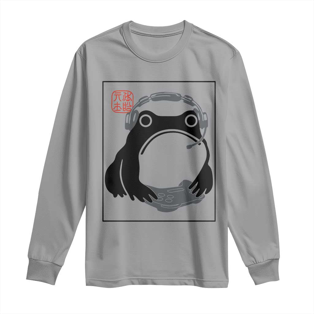 Grumpy Frog Gamer Japanese Ink Painting Long Sleeve Shirt - Wonder Print Shop
