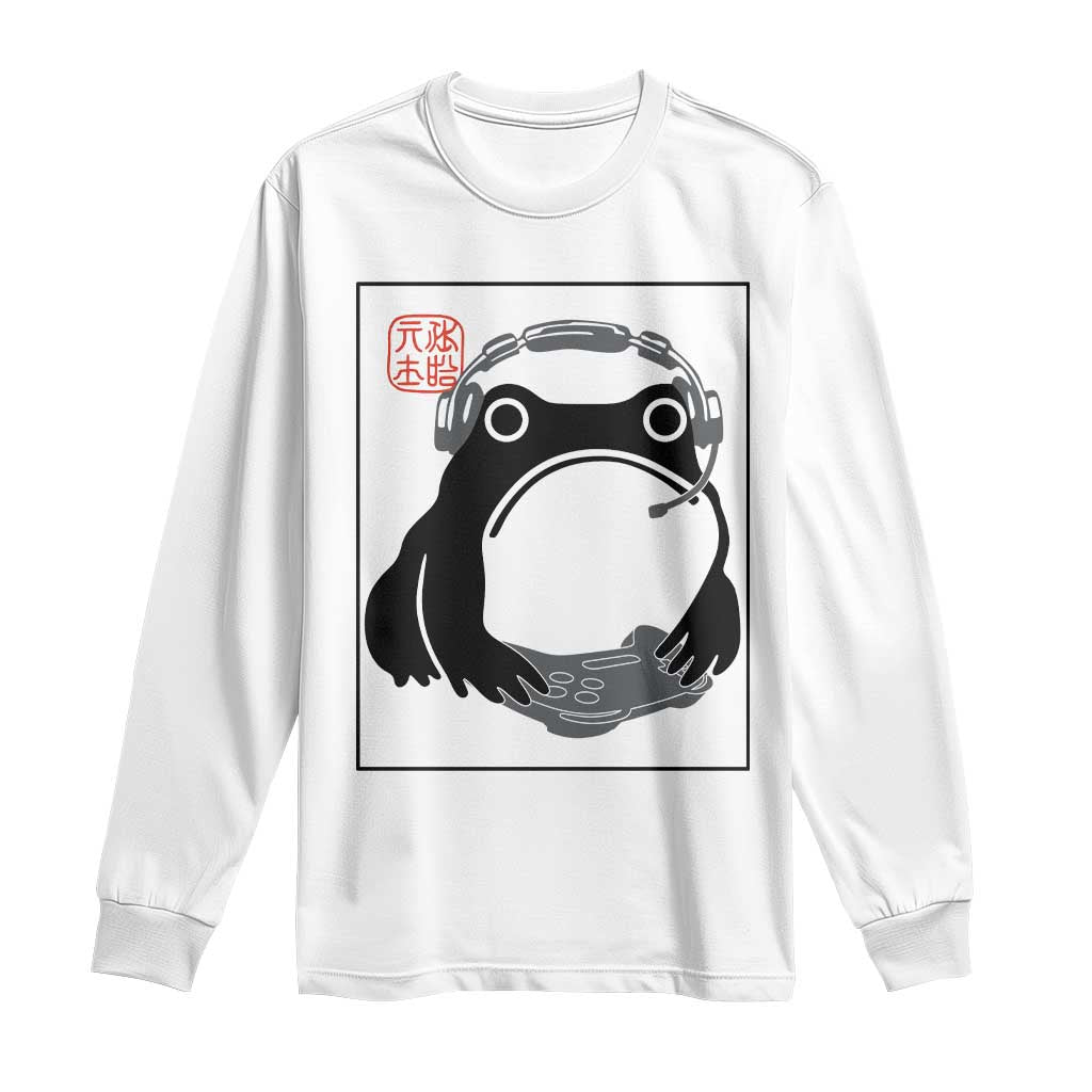 Grumpy Frog Gamer Japanese Ink Painting Long Sleeve Shirt - Wonder Print Shop