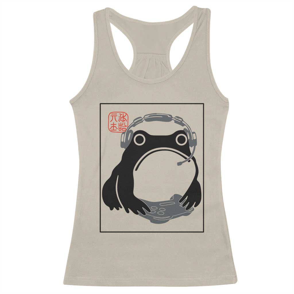 Grumpy Frog Gamer Japanese Ink Painting Racerback Tank Top - Wonder Print Shop