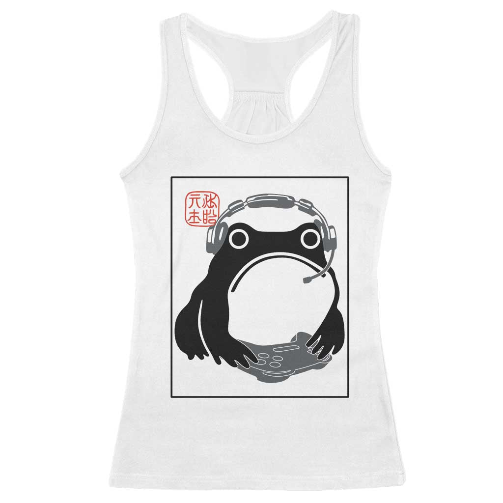 Grumpy Frog Gamer Japanese Ink Painting Racerback Tank Top - Wonder Print Shop