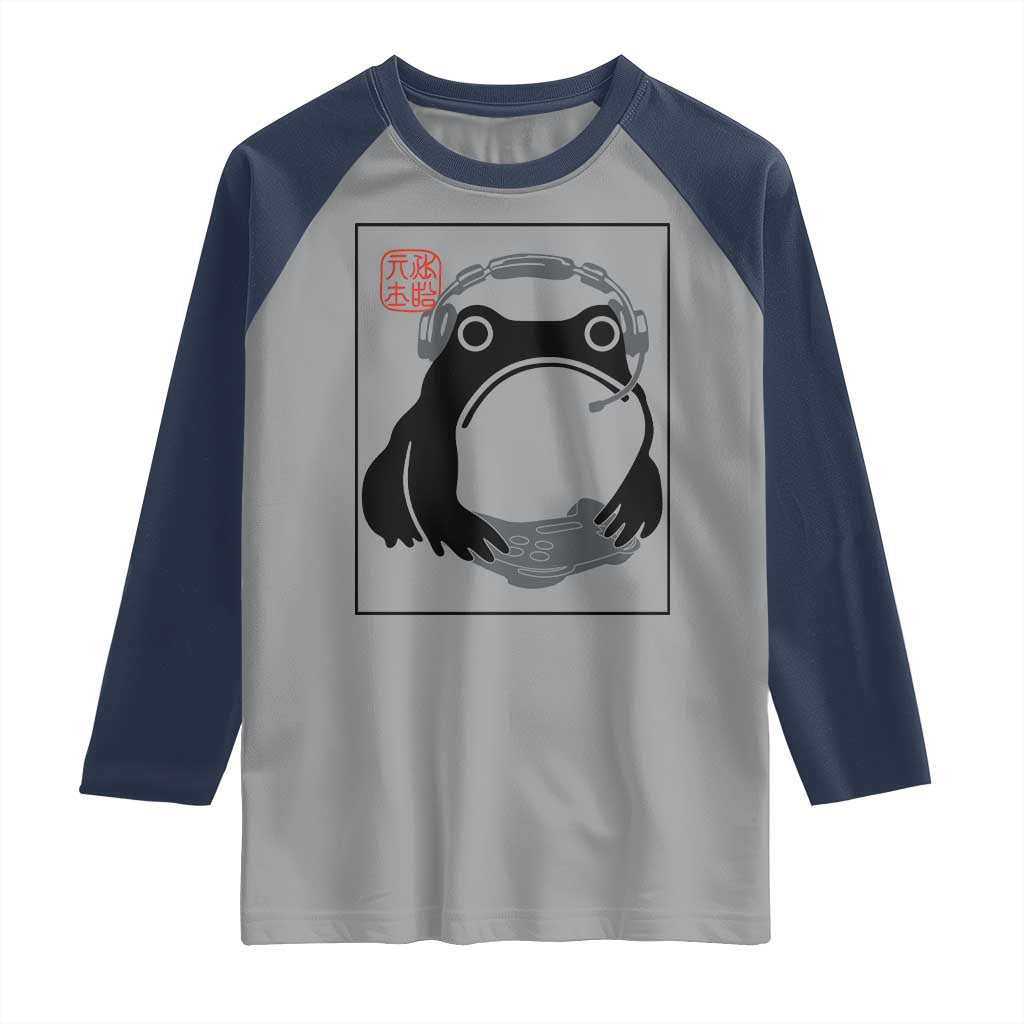 Grumpy Frog Gamer Japanese Ink Painting Raglan Shirt - Wonder Print Shop