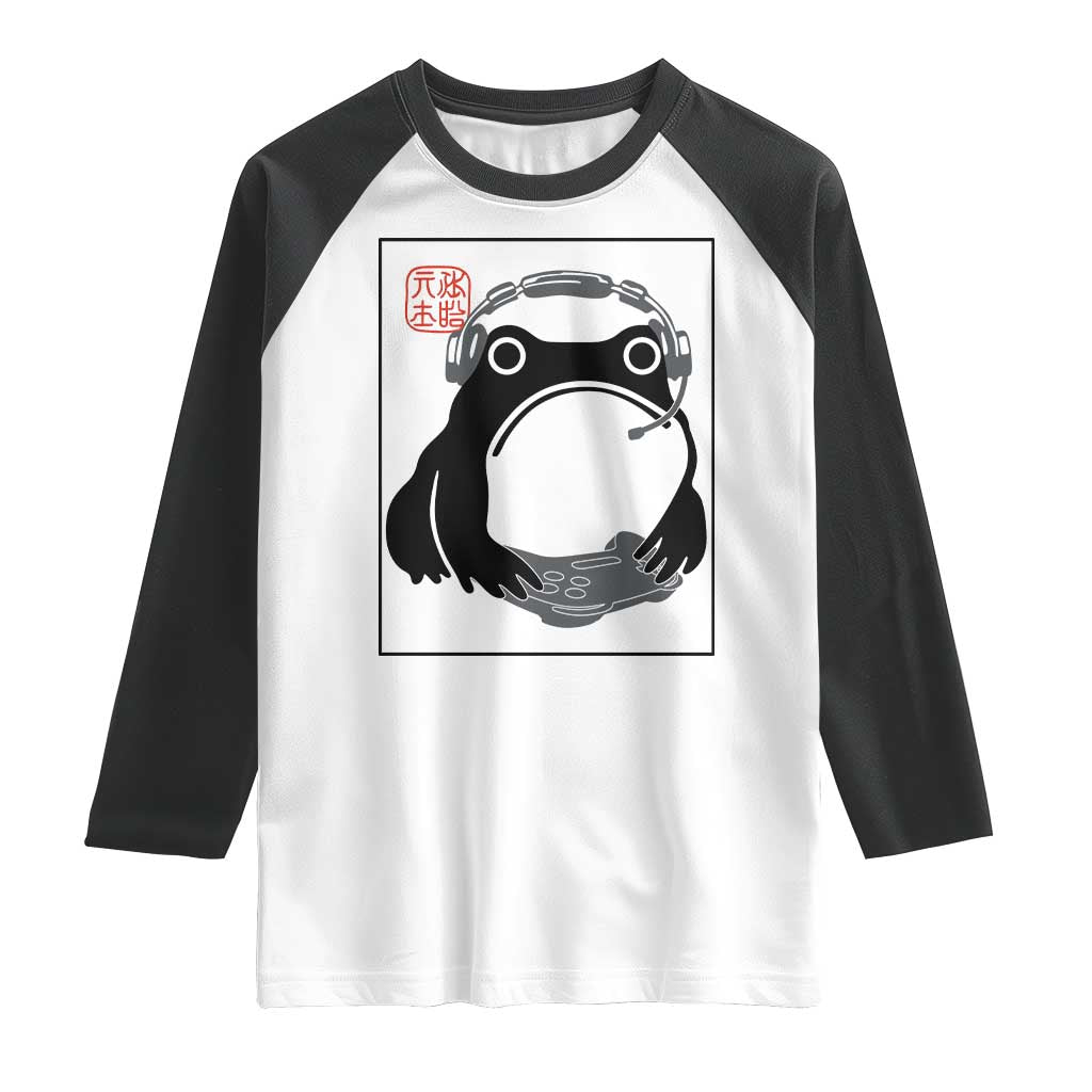 Grumpy Frog Gamer Japanese Ink Painting Raglan Shirt - Wonder Print Shop