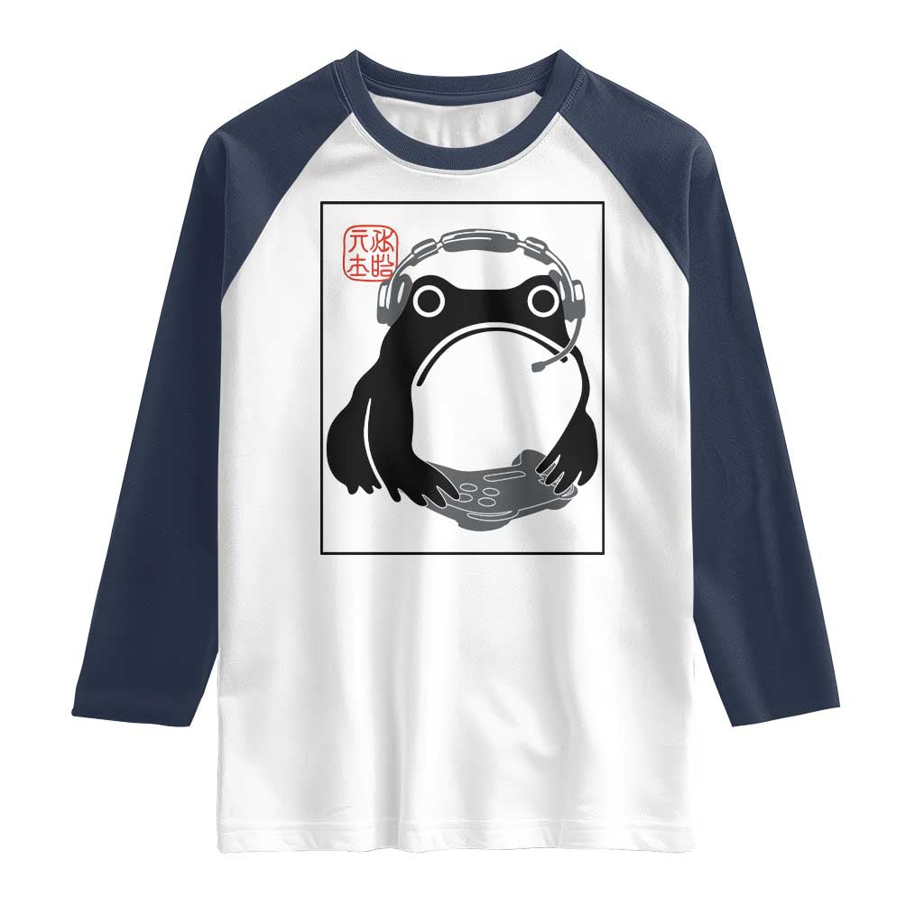 Grumpy Frog Gamer Japanese Ink Painting Raglan Shirt - Wonder Print Shop