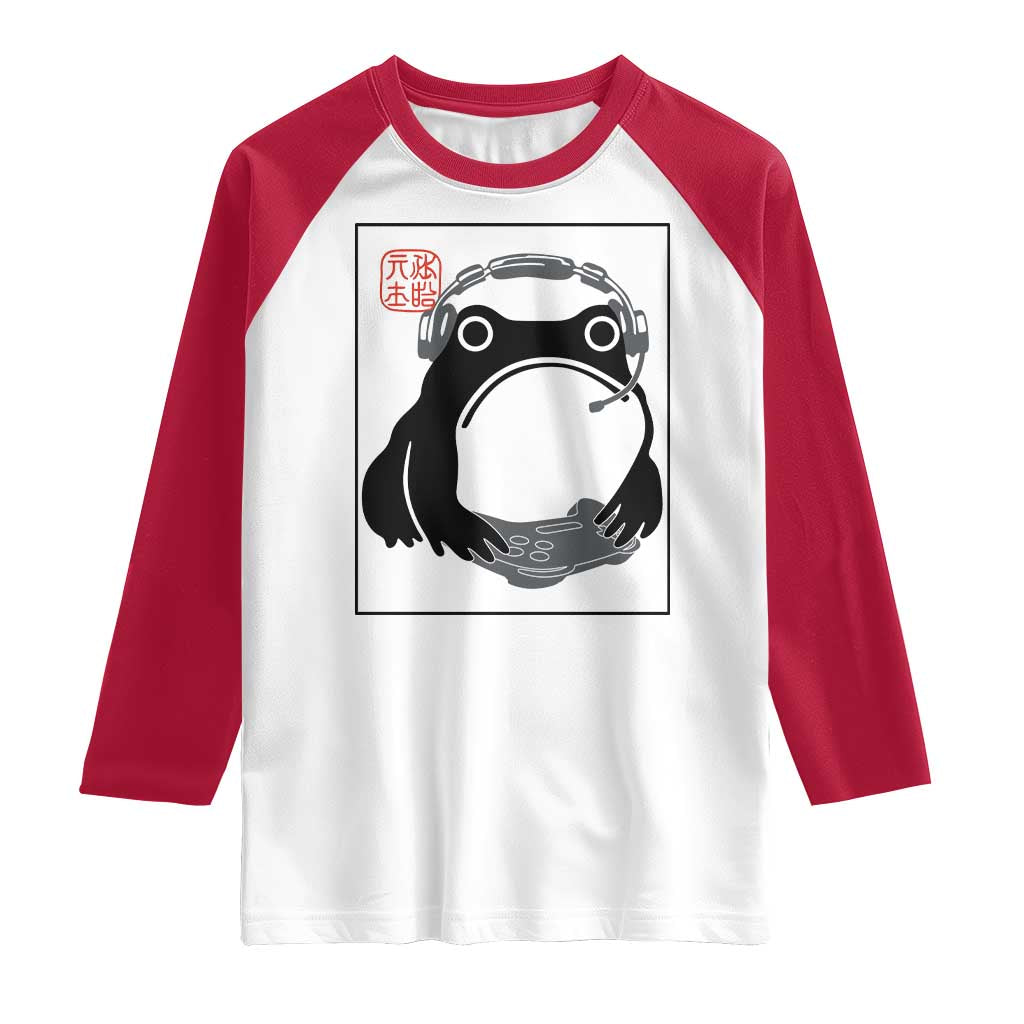 Grumpy Frog Gamer Japanese Ink Painting Raglan Shirt - Wonder Print Shop