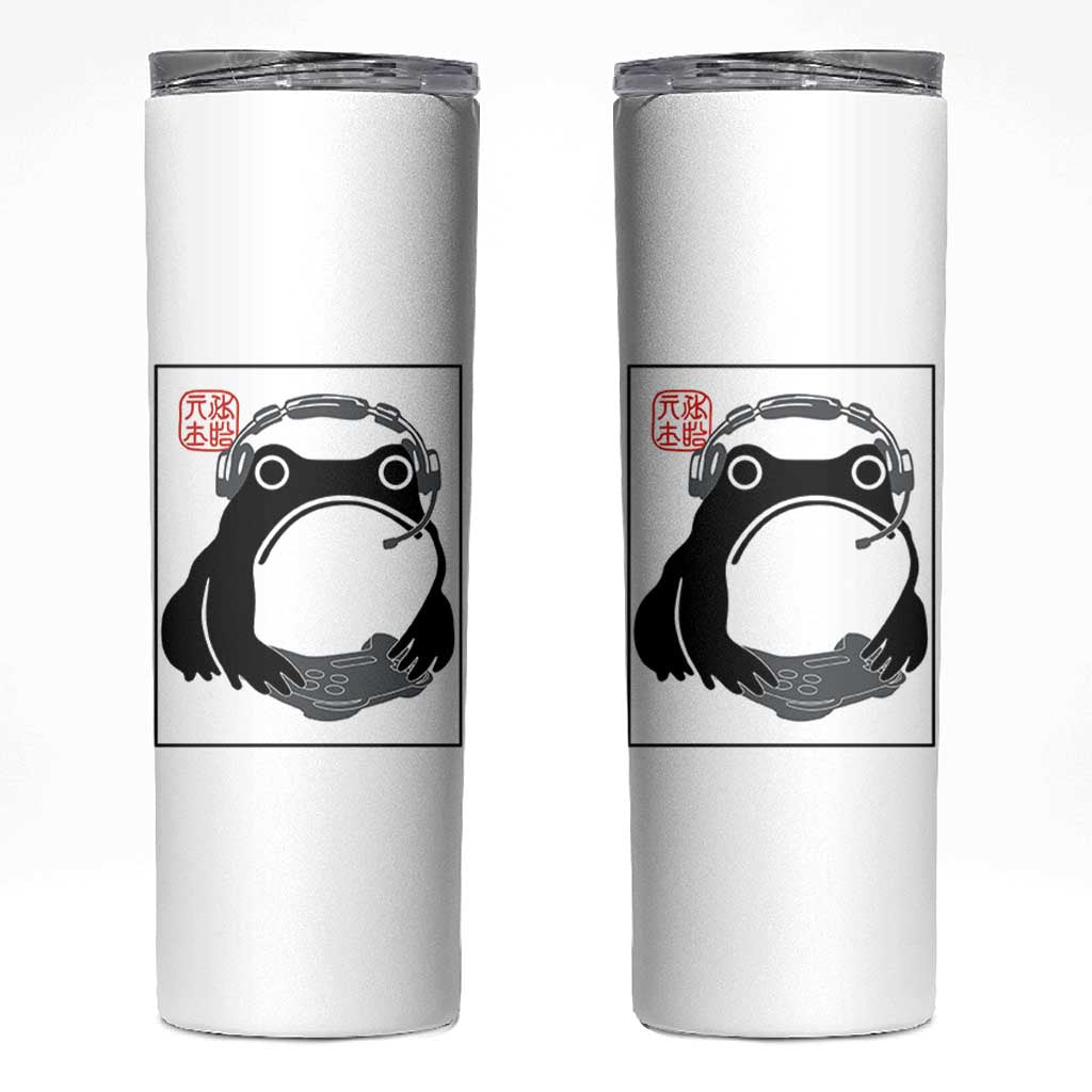 Grumpy Frog Gamer Japanese Ink Painting Skinny Tumbler