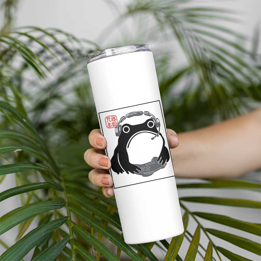 Grumpy Frog Gamer Japanese Ink Painting Skinny Tumbler