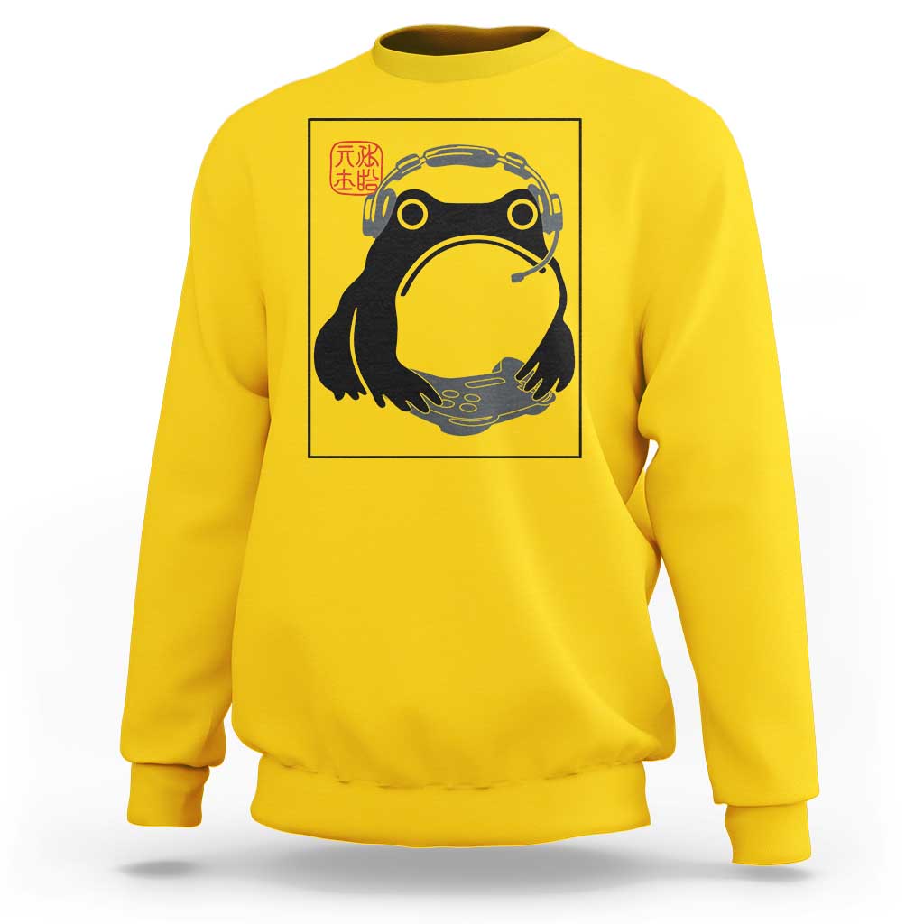Grumpy Frog Gamer Japanese Ink Painting Sweatshirt - Wonder Print Shop