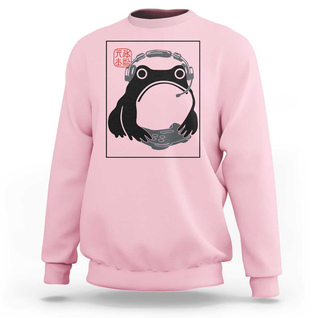 Grumpy Frog Gamer Japanese Ink Painting Sweatshirt - Wonder Print Shop