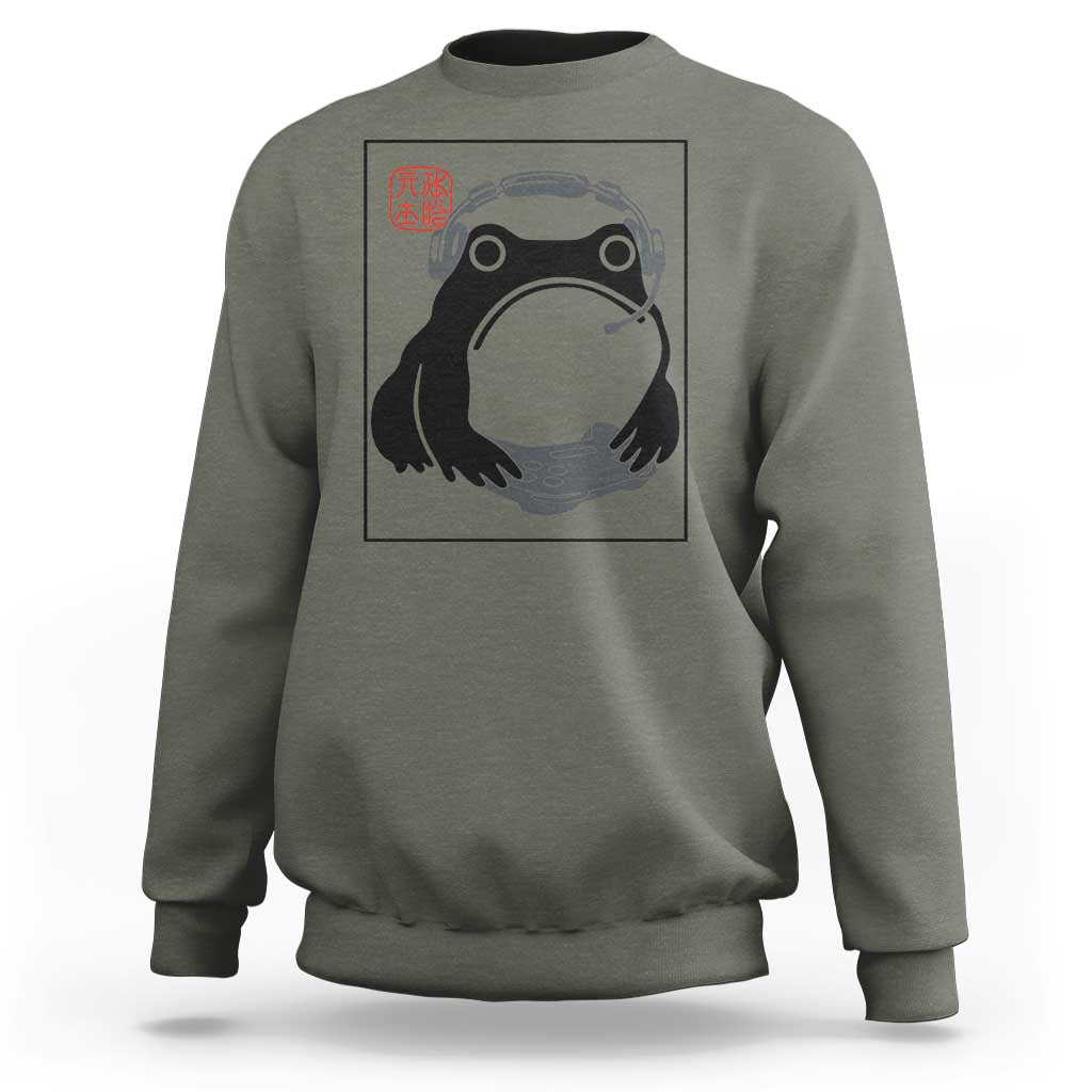 Grumpy Frog Gamer Japanese Ink Painting Sweatshirt - Wonder Print Shop