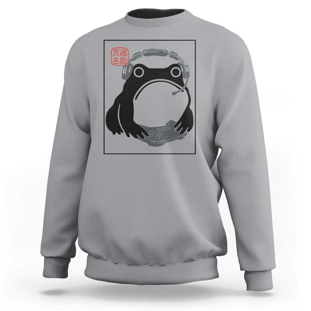 Grumpy Frog Gamer Japanese Ink Painting Sweatshirt - Wonder Print Shop