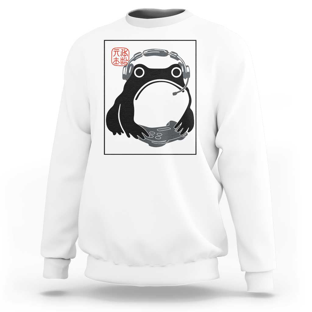 Grumpy Frog Gamer Japanese Ink Painting Sweatshirt - Wonder Print Shop