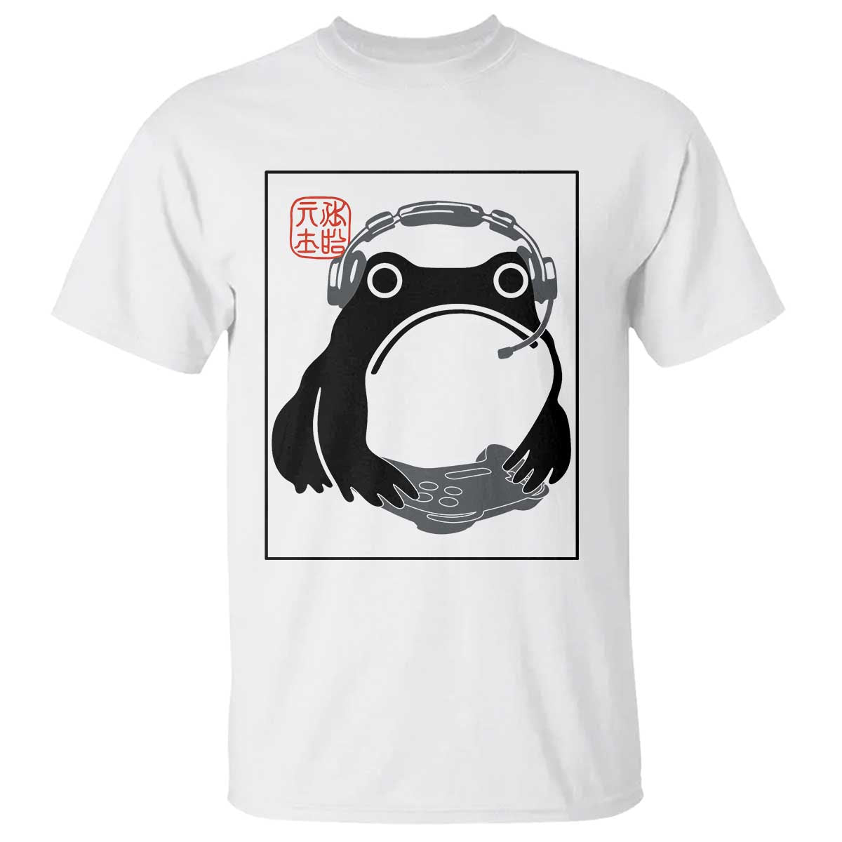 Grumpy Frog Gamer Japanese Ink Painting T Shirt - Wonder Print Shop