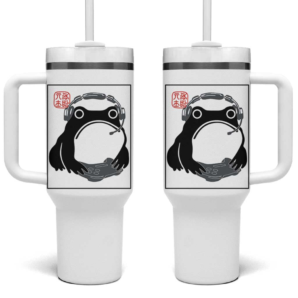 Grumpy Frog Gamer Japanese Ink Painting Tumbler With Handle