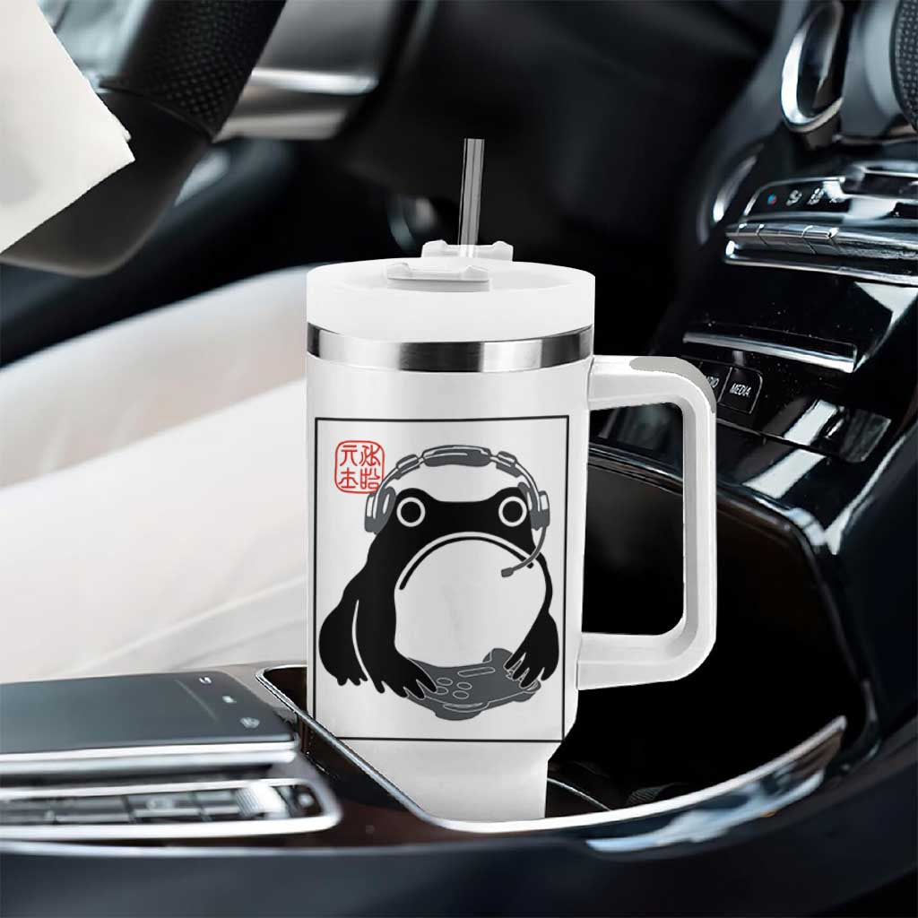 Grumpy Frog Gamer Japanese Ink Painting Tumbler With Handle