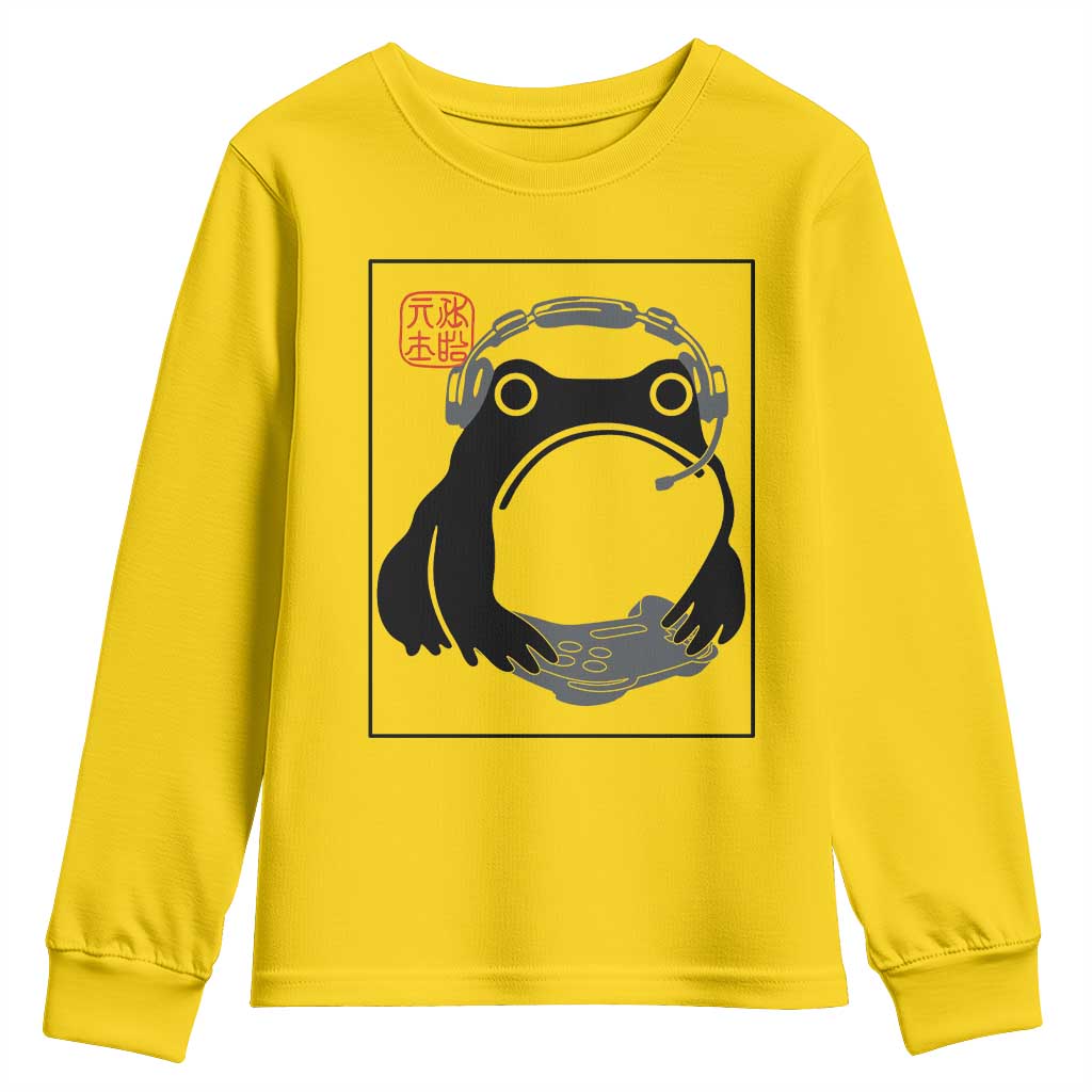 Grumpy Frog Gamer Japanese Ink Painting Youth Sweatshirt - Wonder Print Shop