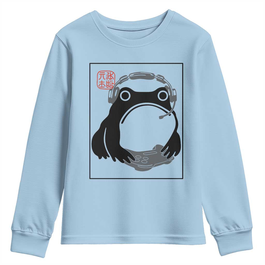 Grumpy Frog Gamer Japanese Ink Painting Youth Sweatshirt - Wonder Print Shop
