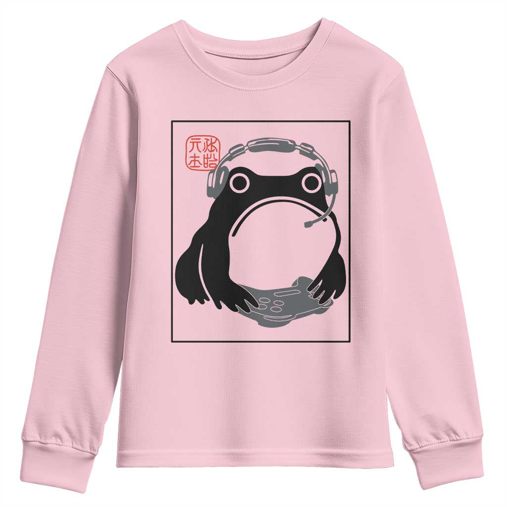 Grumpy Frog Gamer Japanese Ink Painting Youth Sweatshirt - Wonder Print Shop