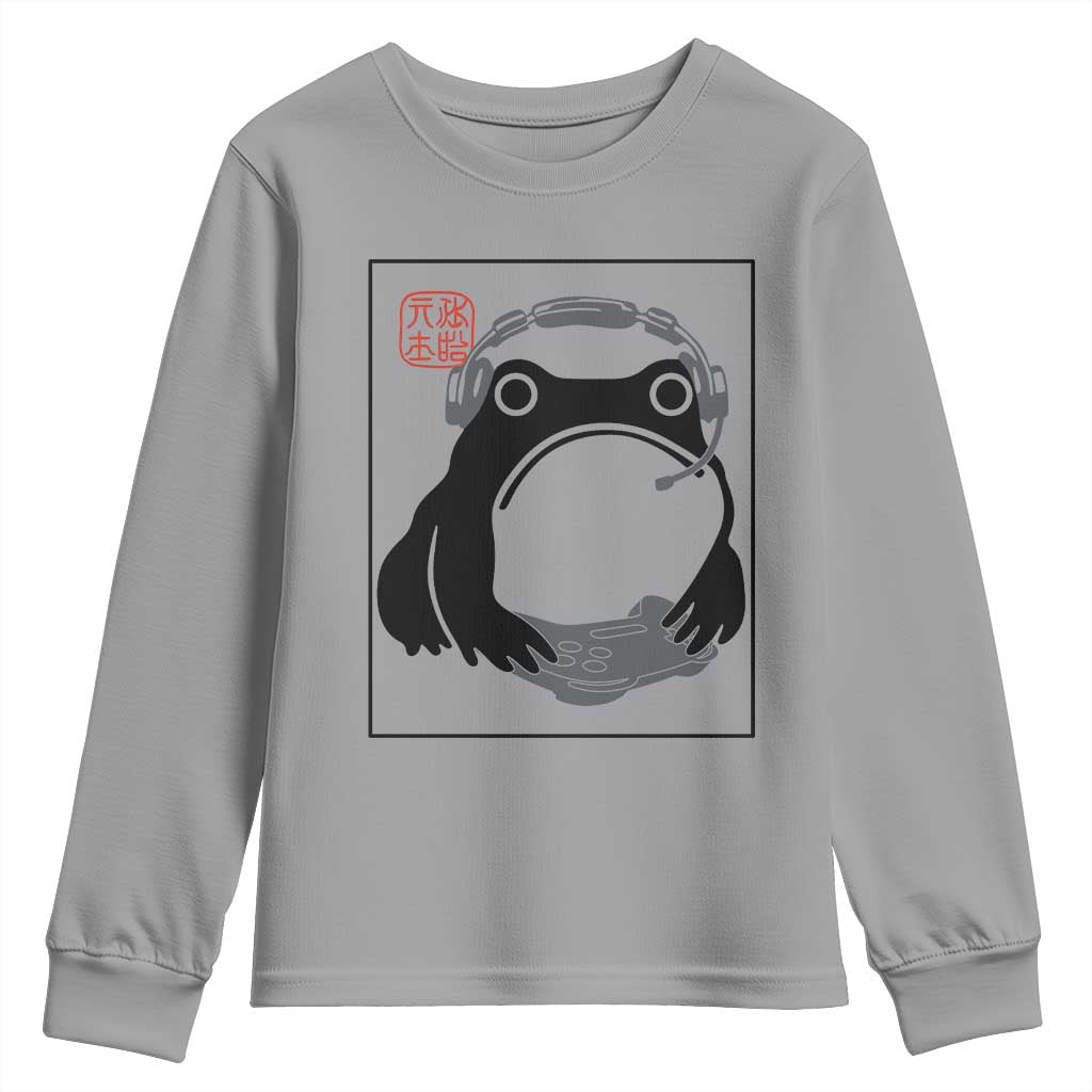 Grumpy Frog Gamer Japanese Ink Painting Youth Sweatshirt - Wonder Print Shop