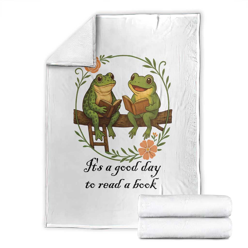 It Is A Good Day To Read A Book Throw Blanket Frog Book Lover - Wonder Print Shop