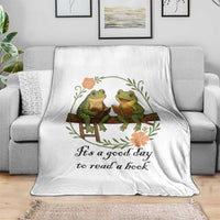 It Is A Good Day To Read A Book Throw Blanket Frog Book Lover - Wonder Print Shop