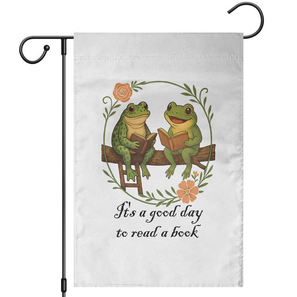 It Is A Good Day To Read A Book Garden Flag Frog Book Lover - Wonder Print Shop
