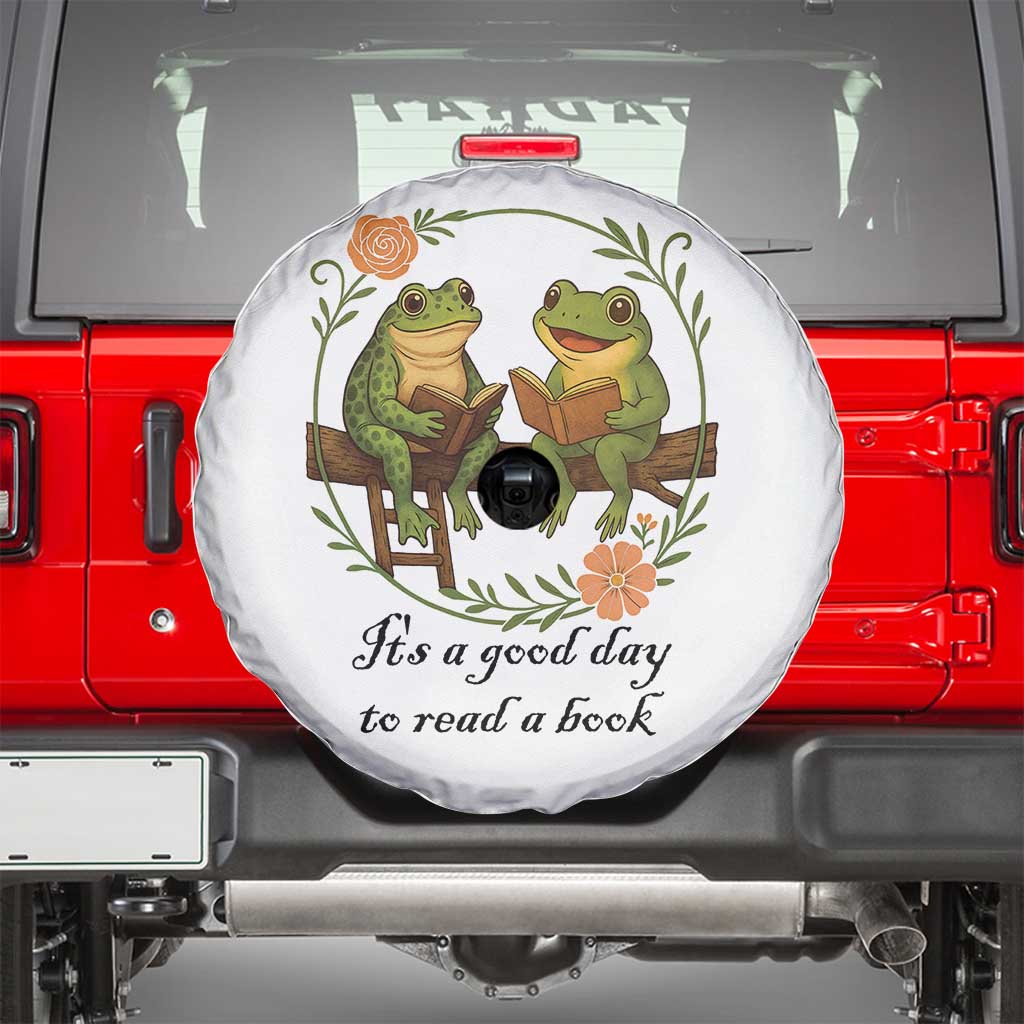 It Is A Good Day To Read A Book Spare Tire Cover Frog Book Lover - Wonder Print Shop