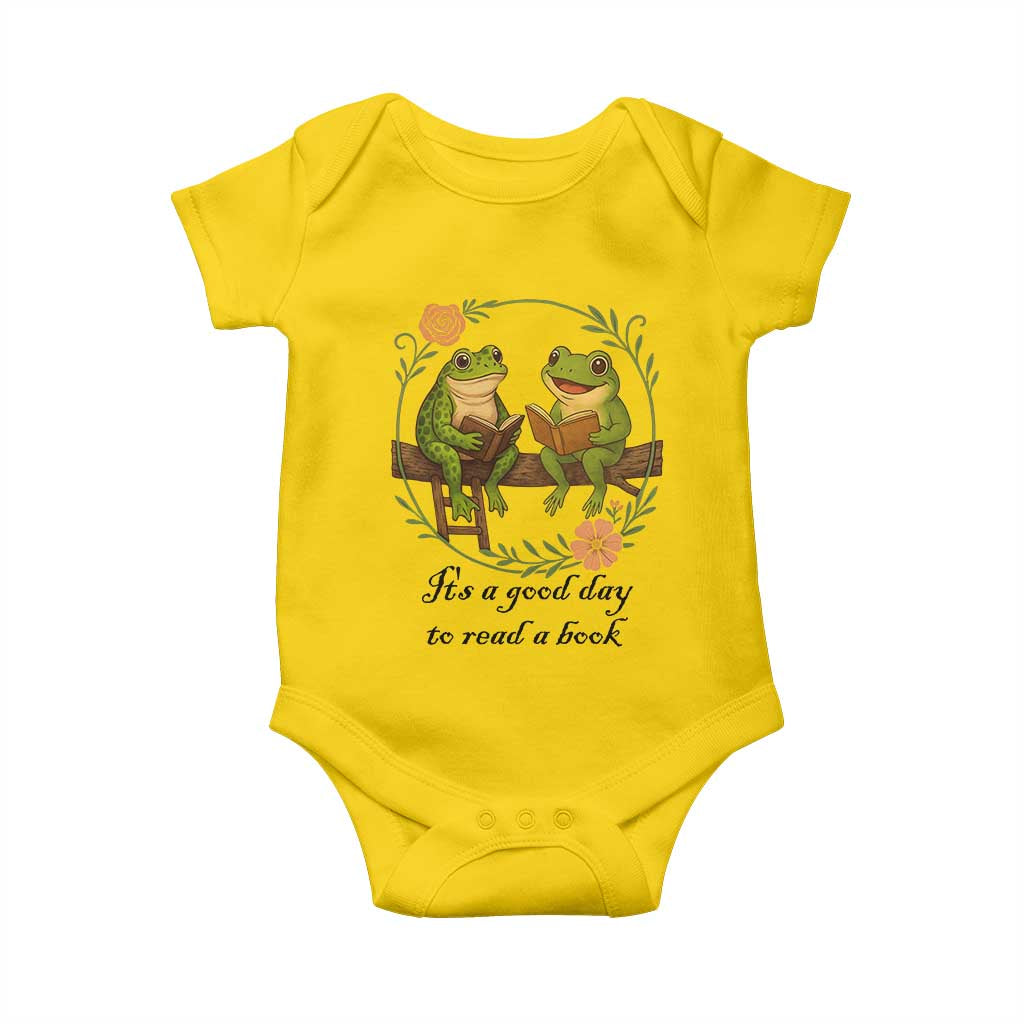 It Is A Good Day To Read A Book Baby Onesie Frog Book Lover - Wonder Print Shop